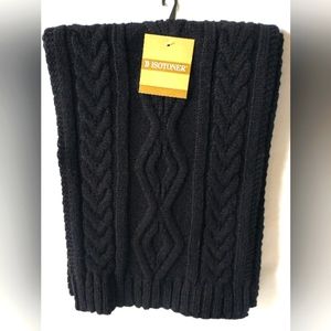 Vintage NWTs Ladies Isotoner Cable Knit Style Long Black Scarf